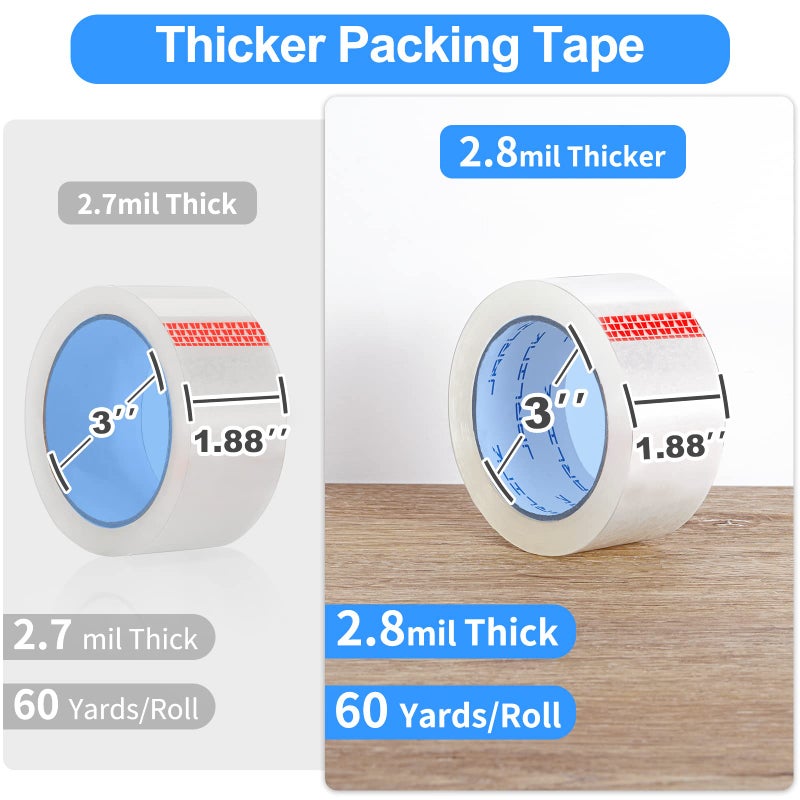 JARLINK Clear Packing Tape (18 Rolls), Heavy Duty Packaging Tape for Shipping Packaging Moving Sealing, Stronger & Thicker 2.8mil, 1.88 inches Wide, 60 Yards Per Roll, 1080 Total Yards - Image 2